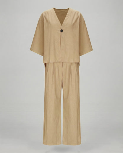 Damen Zweiteiler Oversized Bluse Set Modern