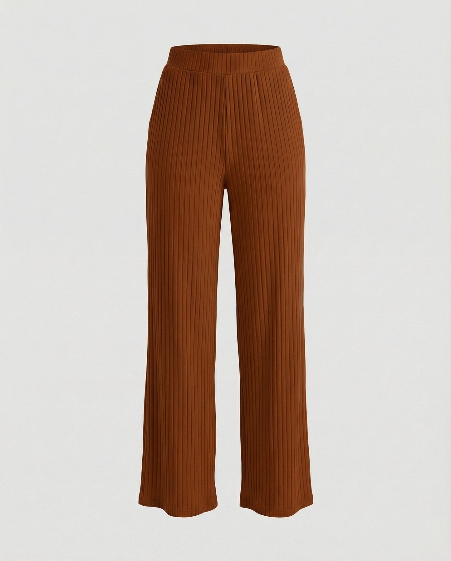 Damen Sommerhose Weit Geschnitten Elegant Mit Rippstruktur