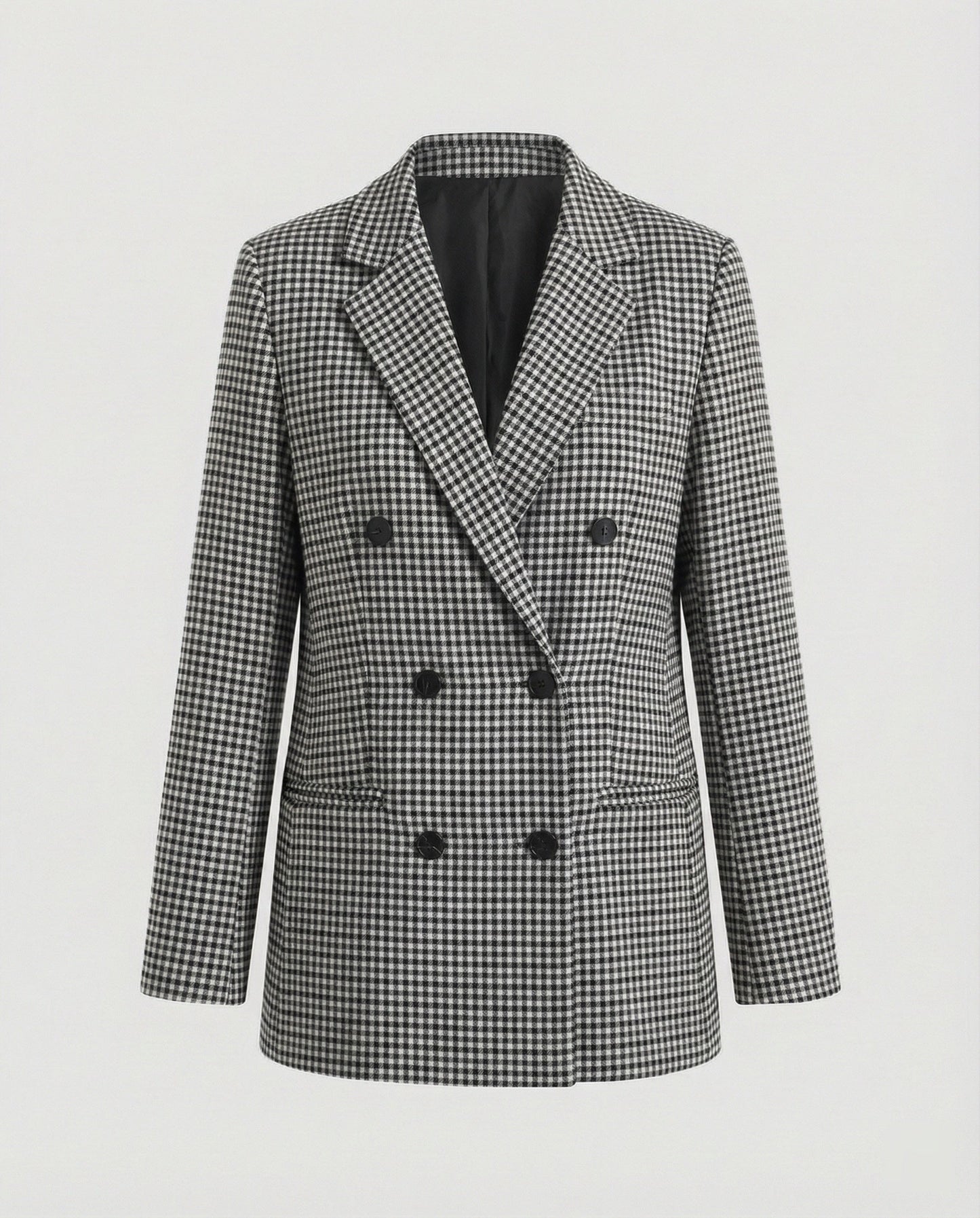 Damen Blazerjacke Kariert Doppelknopf Modern