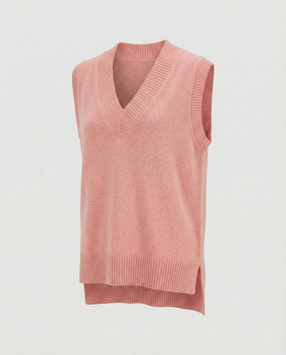 Damen Strickweste V-Ausschnitt Rippmuster Modern