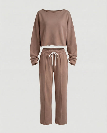 Damen Sweatshirt Set Bequem Weite Hose Casual