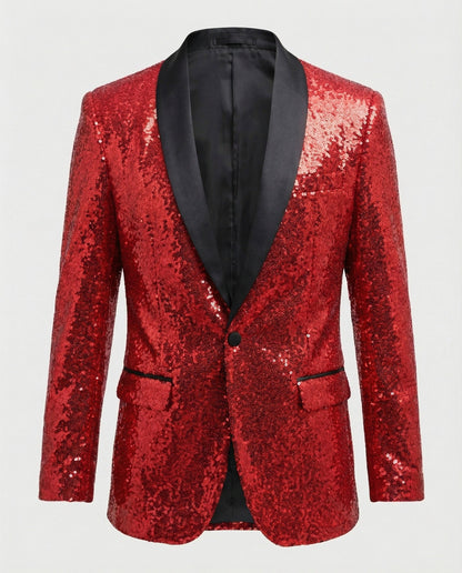 Pailletten Blazer Herren Glamour Schwarz