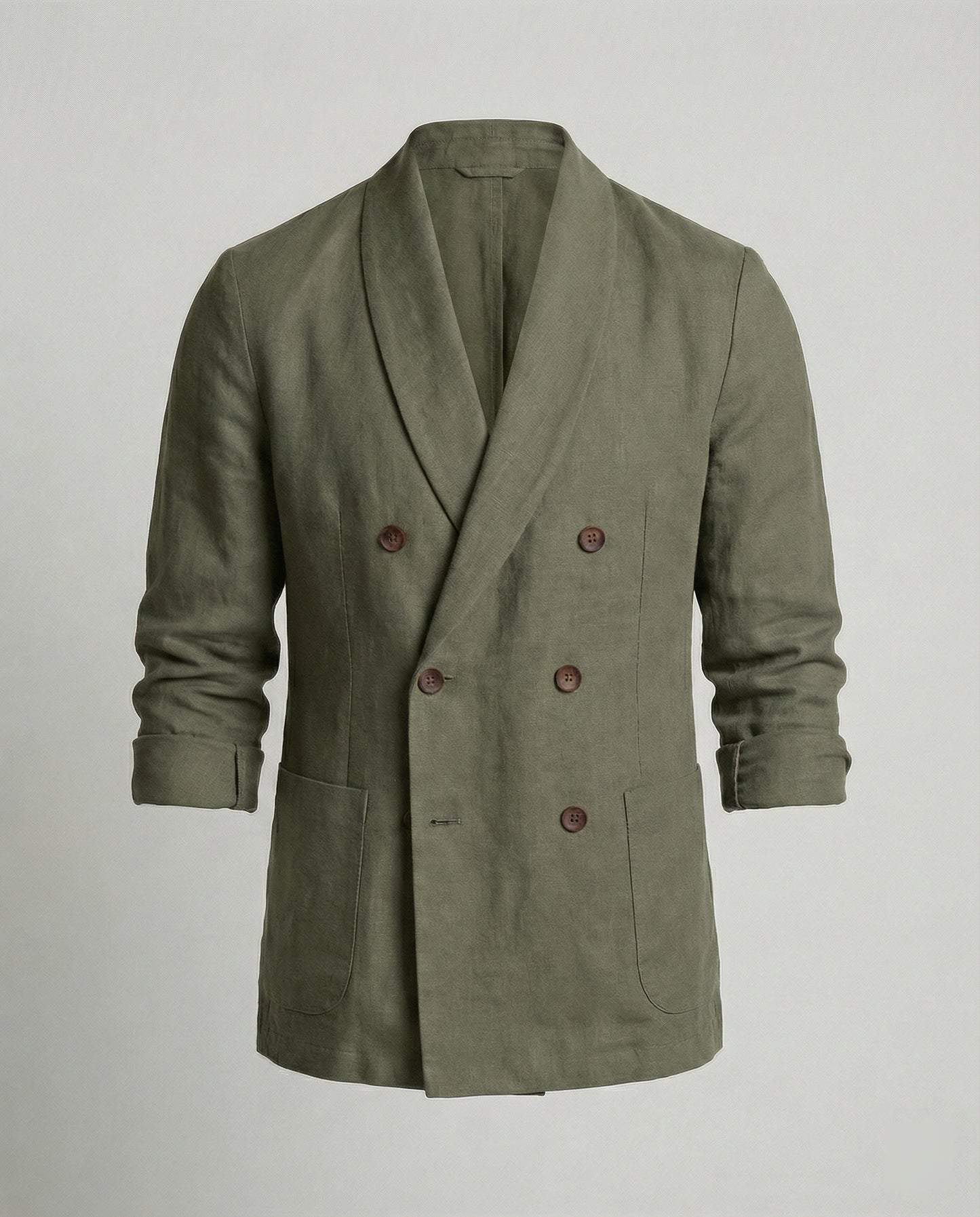 Herren Leinenjacke Leicht Sommerjacke Doppelknopf