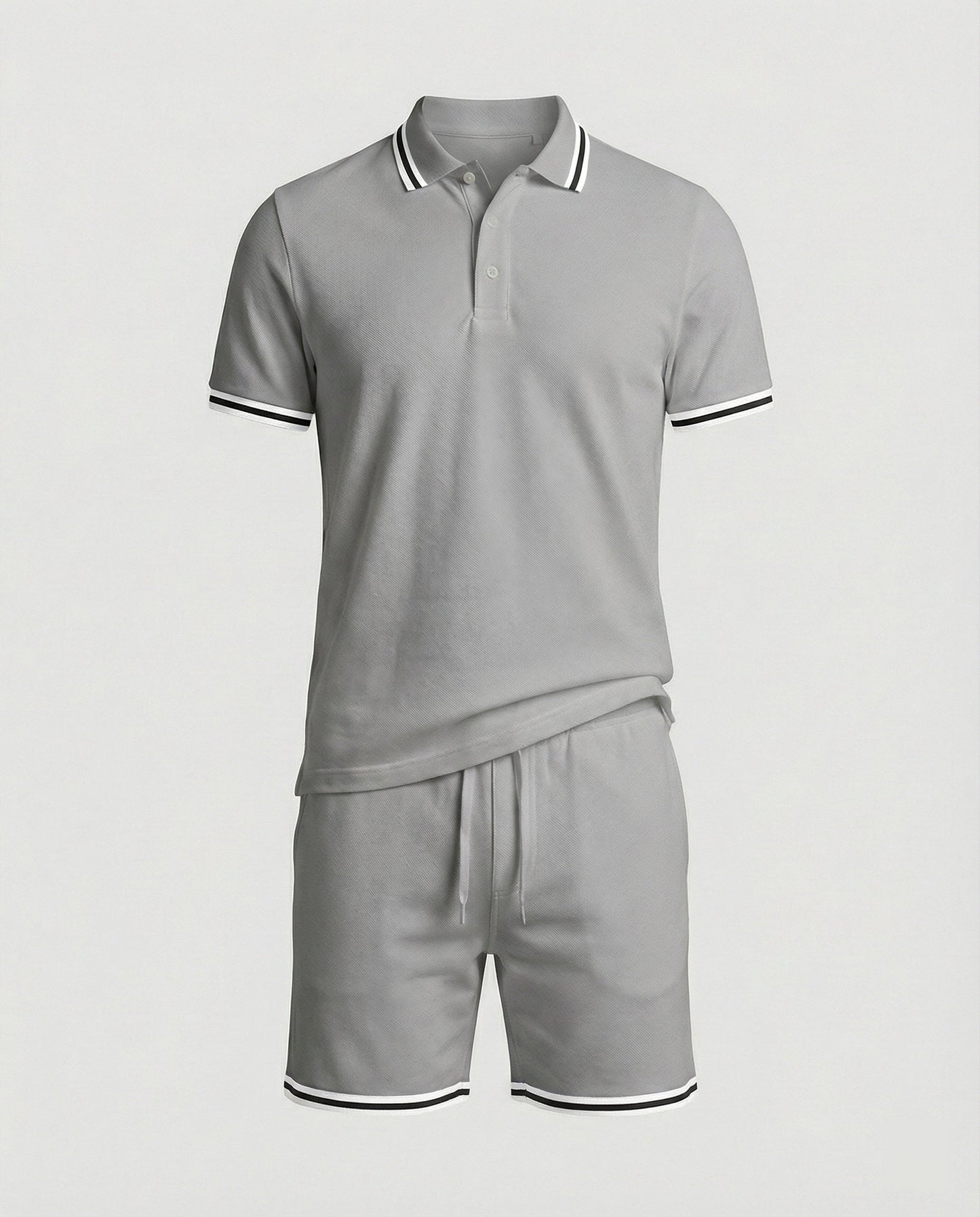 Herren Sportset Polo-Shirt und Shorts Kontraststreifen Modern