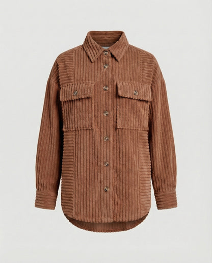 Lässige Damen Cordjacke Mit Taschen Bequem