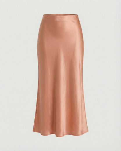 Damen Maxikleid aus Satin Glatt Elegant