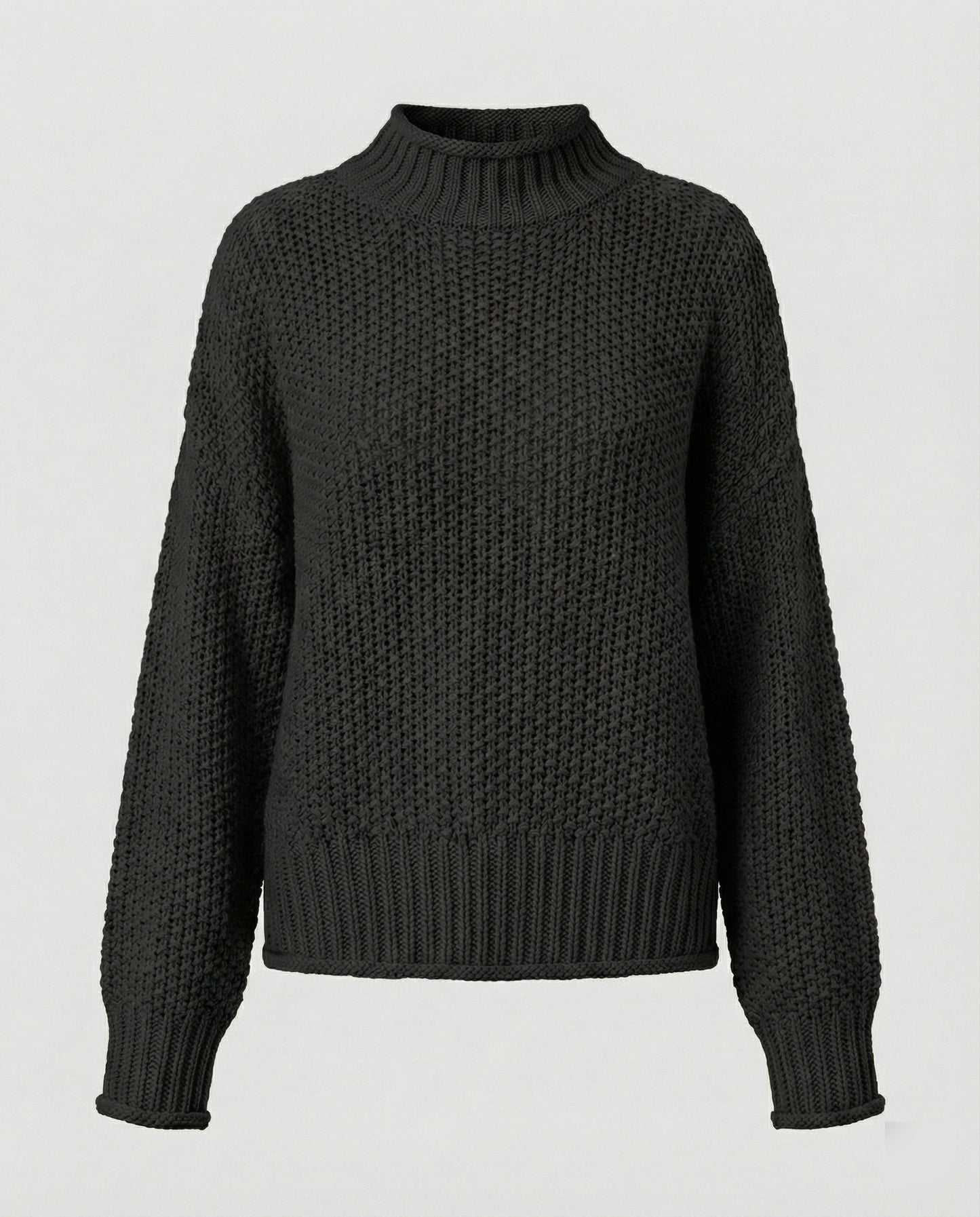 Damen Strickpullover Kuschelig Weit Ärmel Hochkragen
