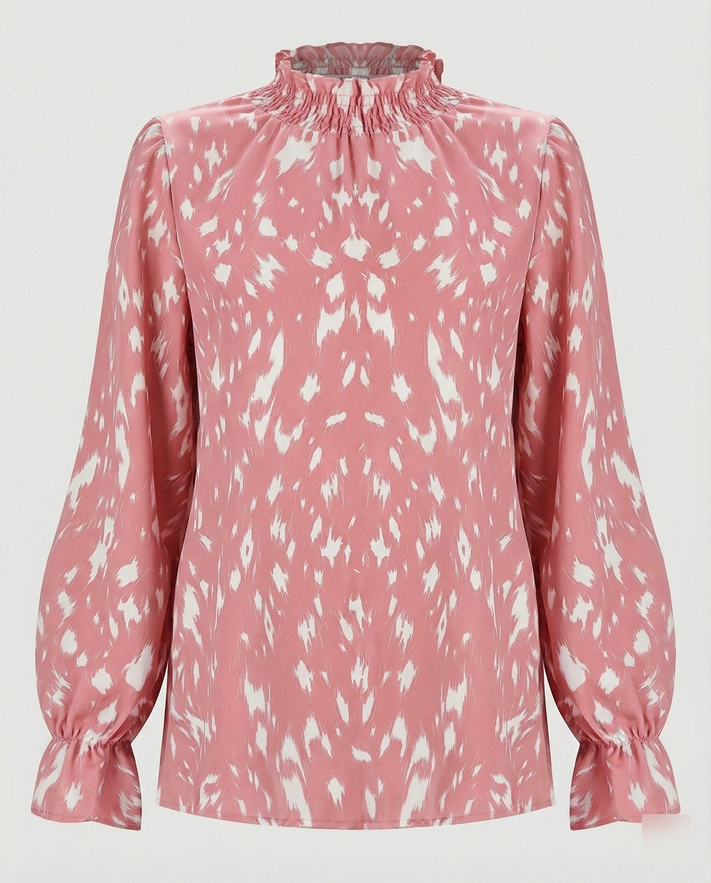 Damenbluse Elegante Tiermuster Bluse Mit Rüschensaum