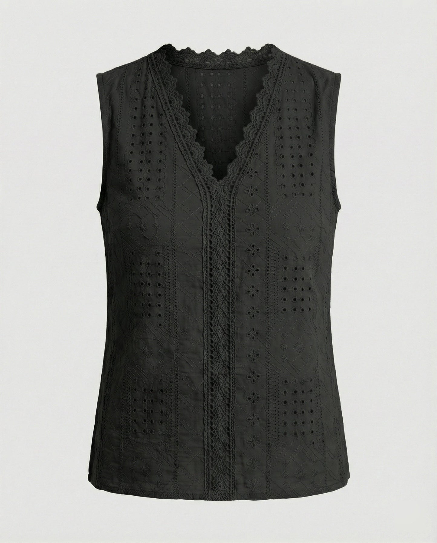 Damen Top Baumwolle Lochstickerei Elegant