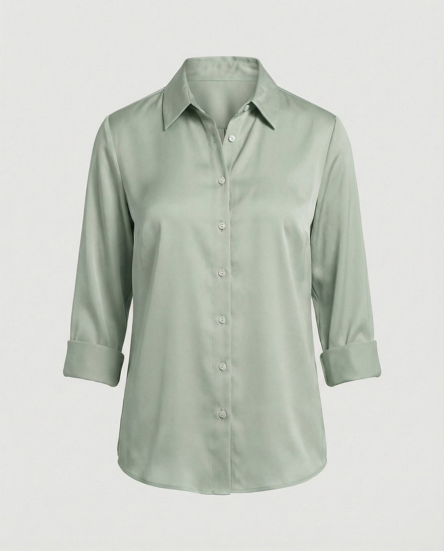 Damenbluse Elegante Baumwollbluse Stehkragen Weiß