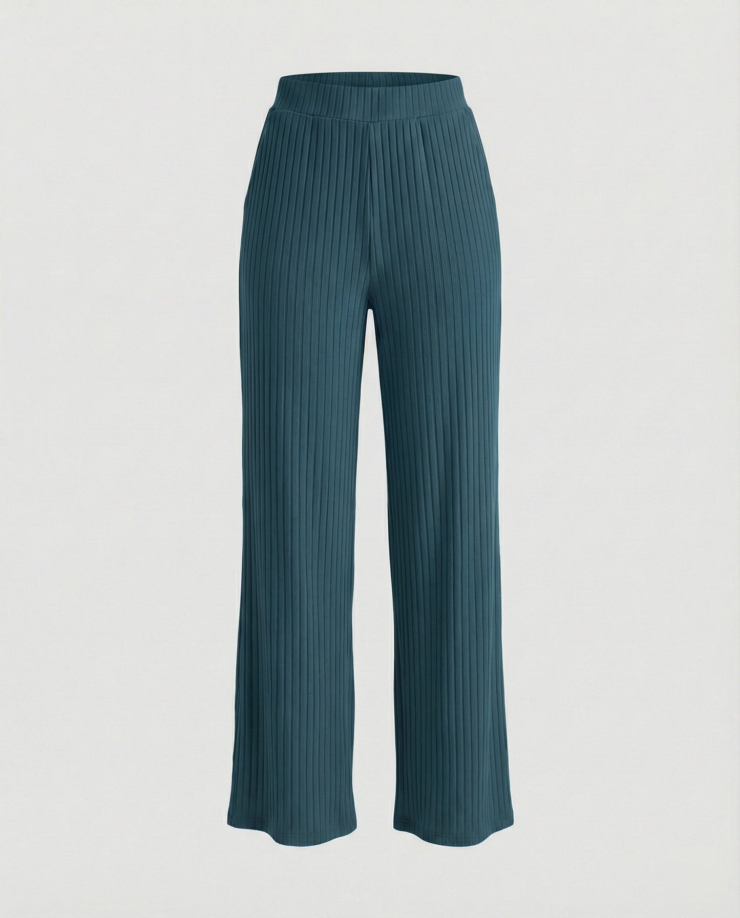 Damen Sommerhose Weit Geschnitten Elegant Mit Rippstruktur