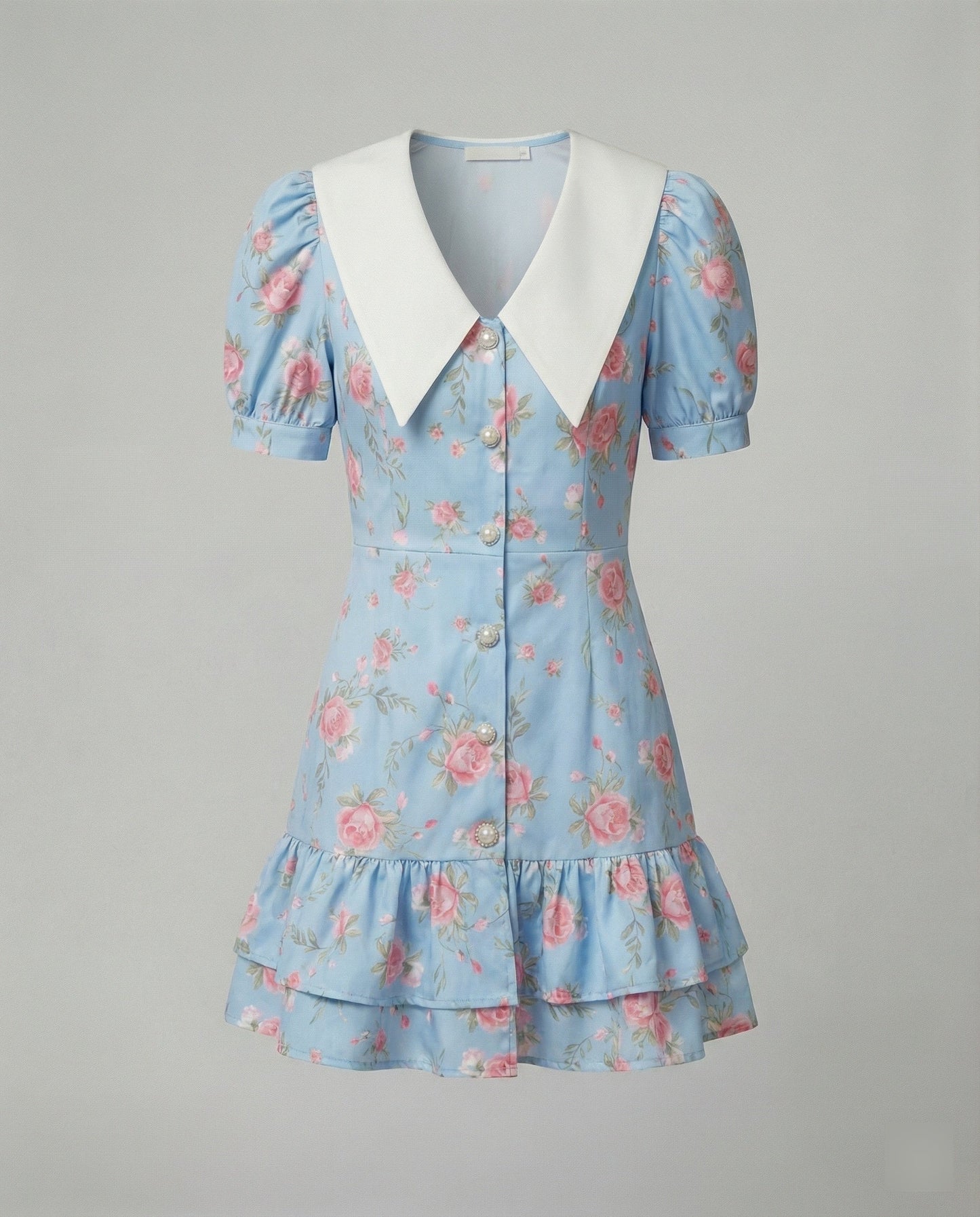 Sommerkleid Damen Blumenmuster mit Puffärmeln