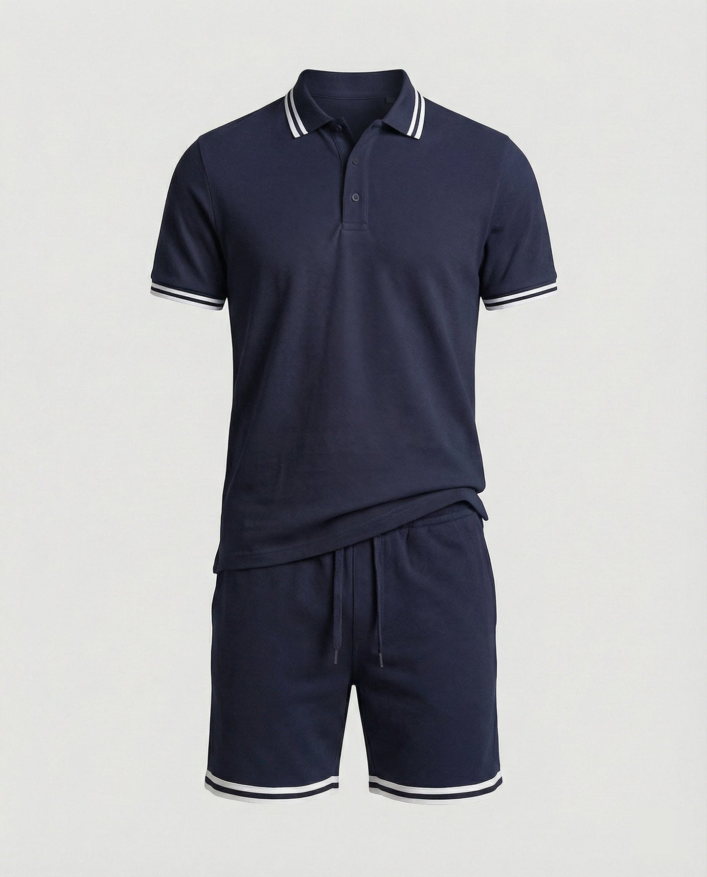 Herren Sportset Polo-Shirt und Shorts Kontraststreifen Modern
