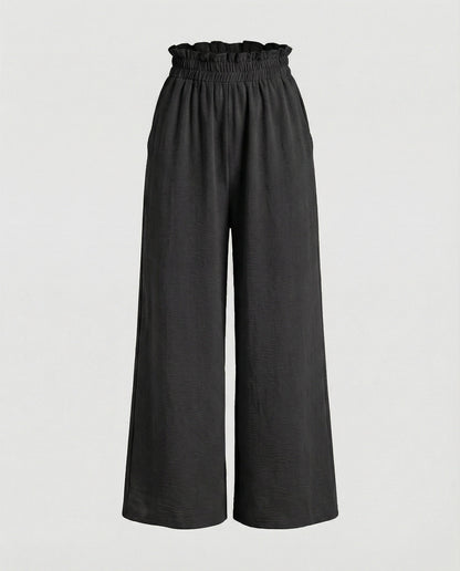 Damen Hosen Weite Bein Culotte Elastisch Bequem