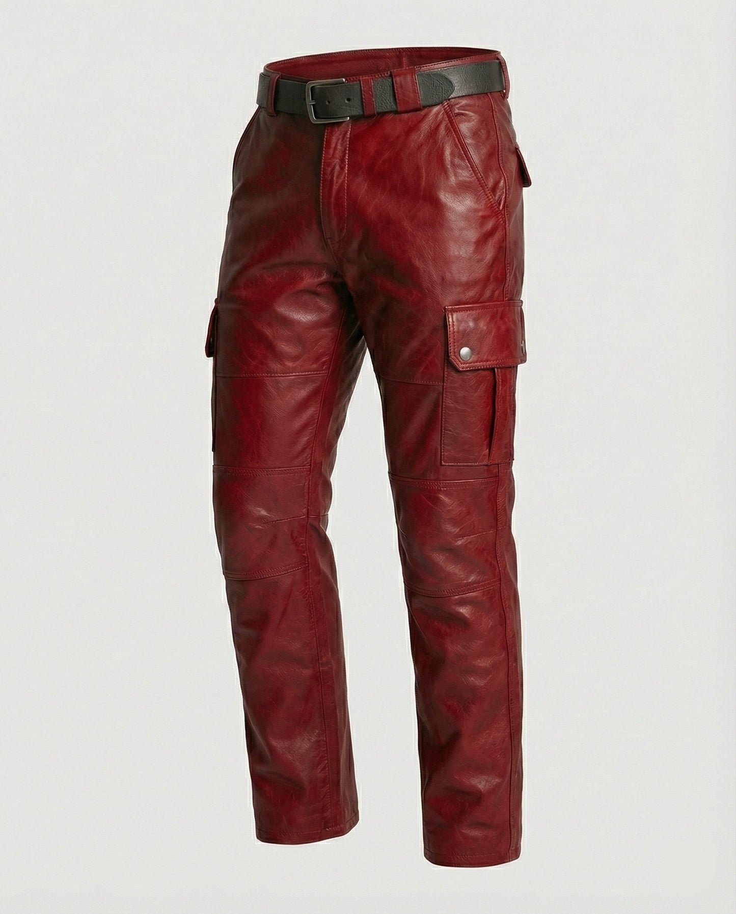 Herren Cargo-Hose Leder Robust Mit vielen Taschen