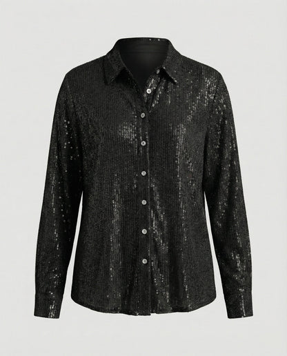 Damen Bluse Glitzernd Transparent mit Pailletten
