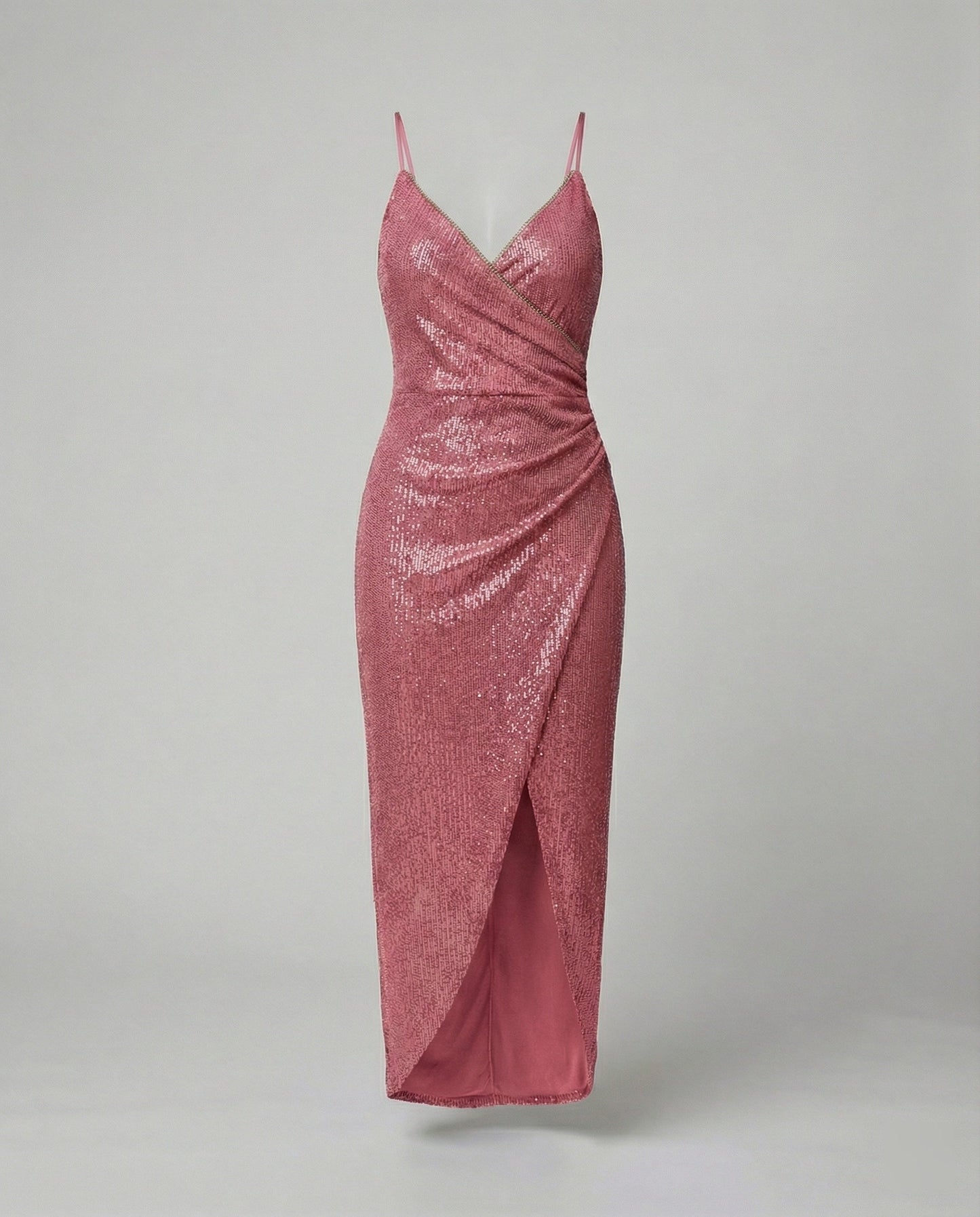 Glamouröses Damen Wickelkleid Hochgeschlitzt Glitzernd