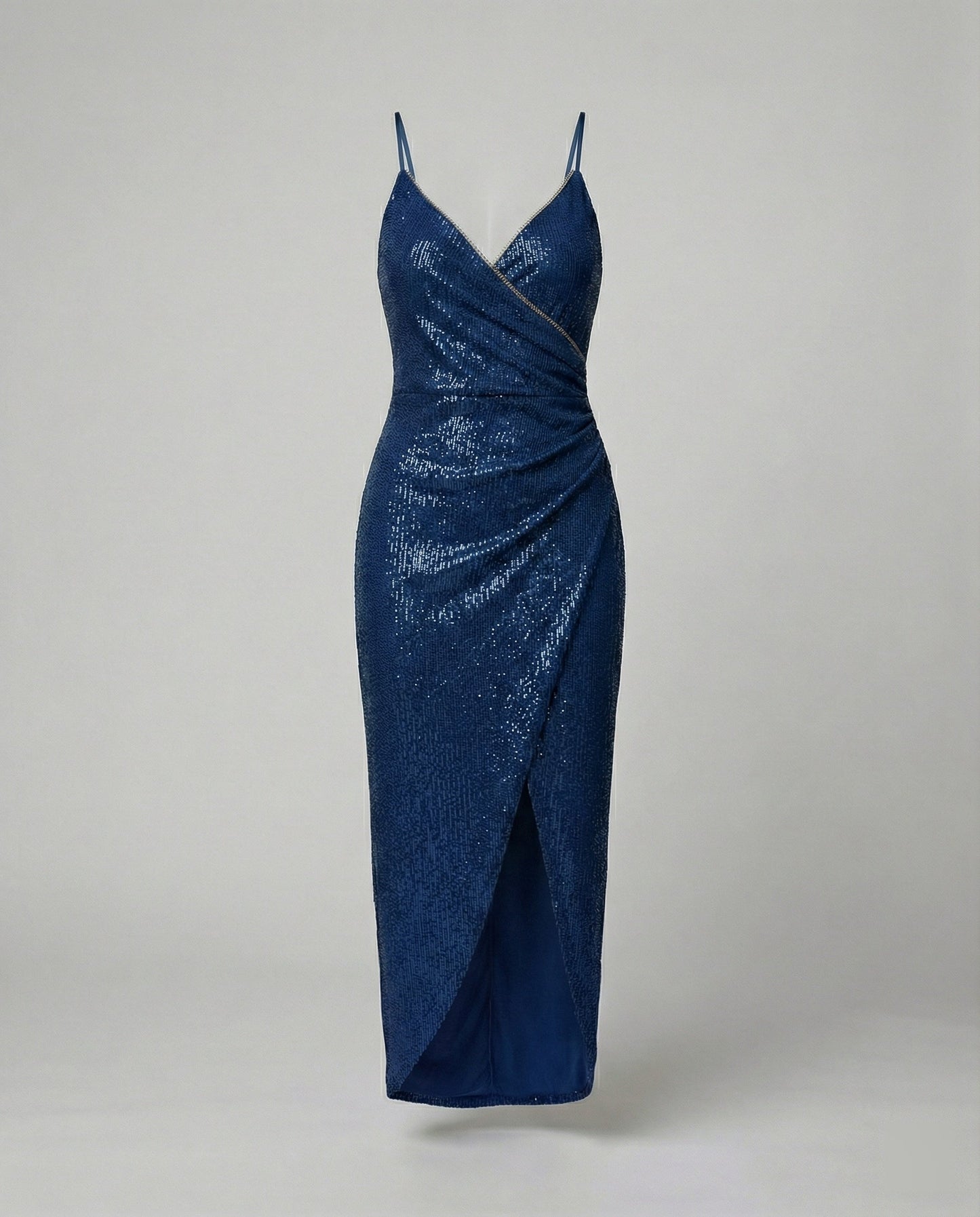 Glamouröses Damen Wickelkleid Hochgeschlitzt Glitzernd