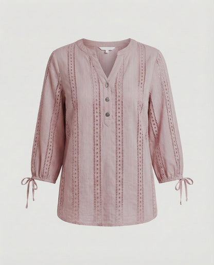 Damen Bluse Modern Spitze Knopfleiste Chic
