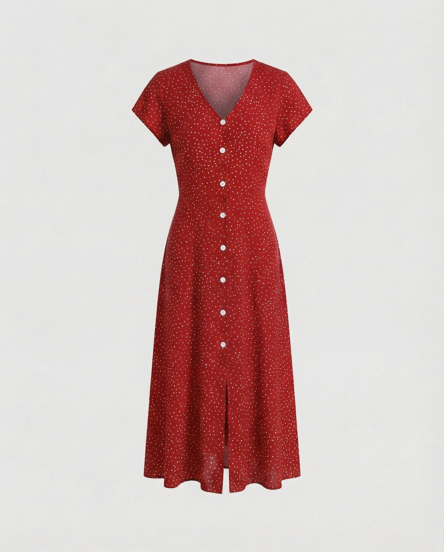 Damen Kleid Langarm mit Knöpfen und Puffärmeln Elegant