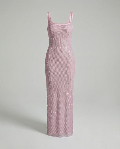 Funkelndes Abendkleid Damen Netzstoff Lang