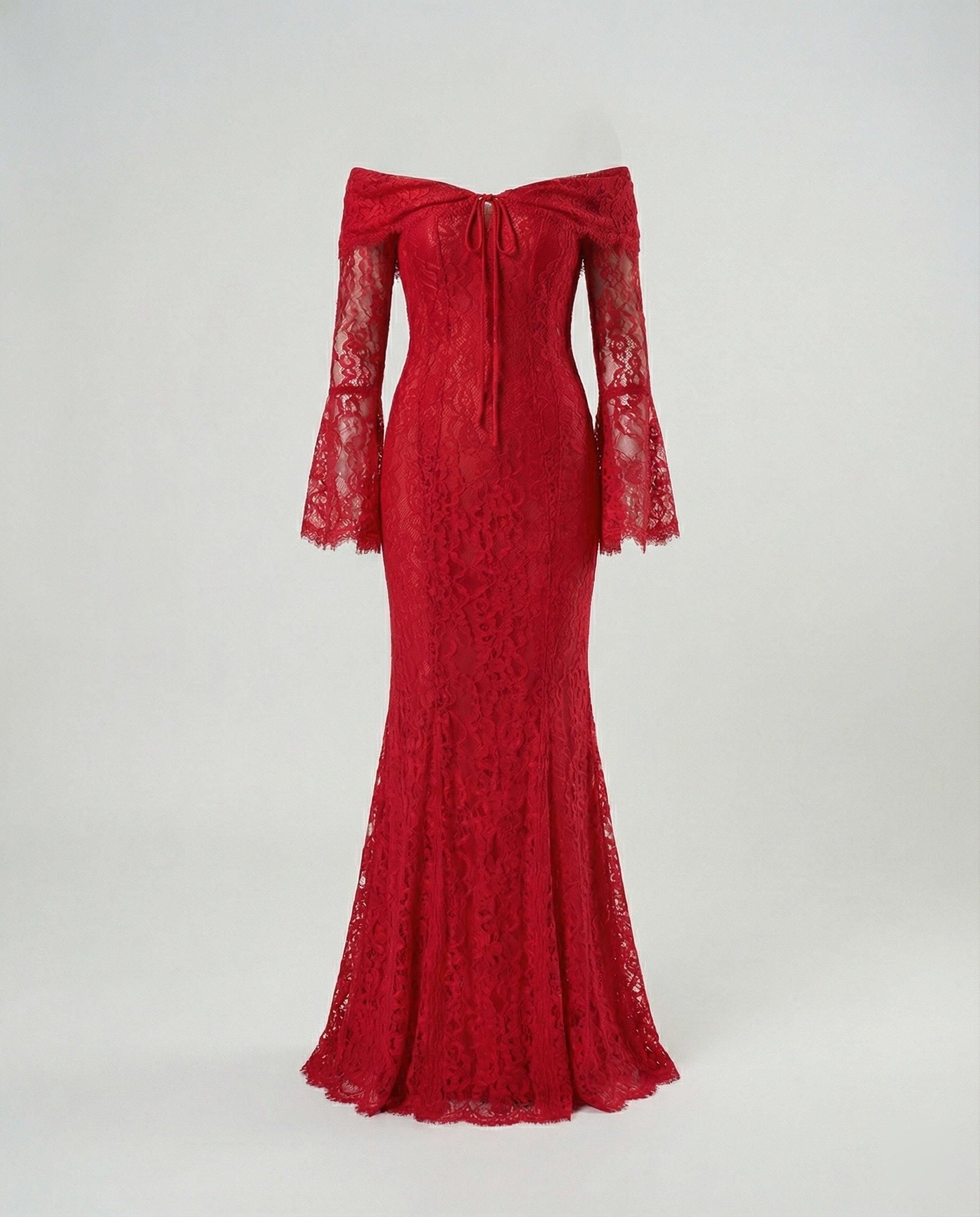 Elegantes Abendkleid Langarm Spitze Off-Shoulder - BerlinGlamour