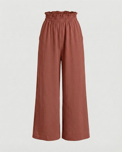 Damen Hosen Weite Bein Culotte Elastisch Bequem
