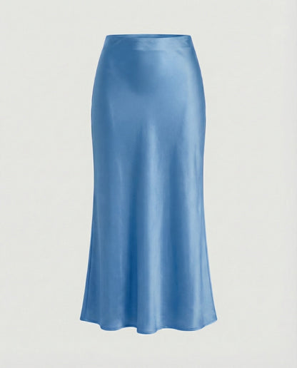 Damen Maxikleid aus Satin Glatt Elegant