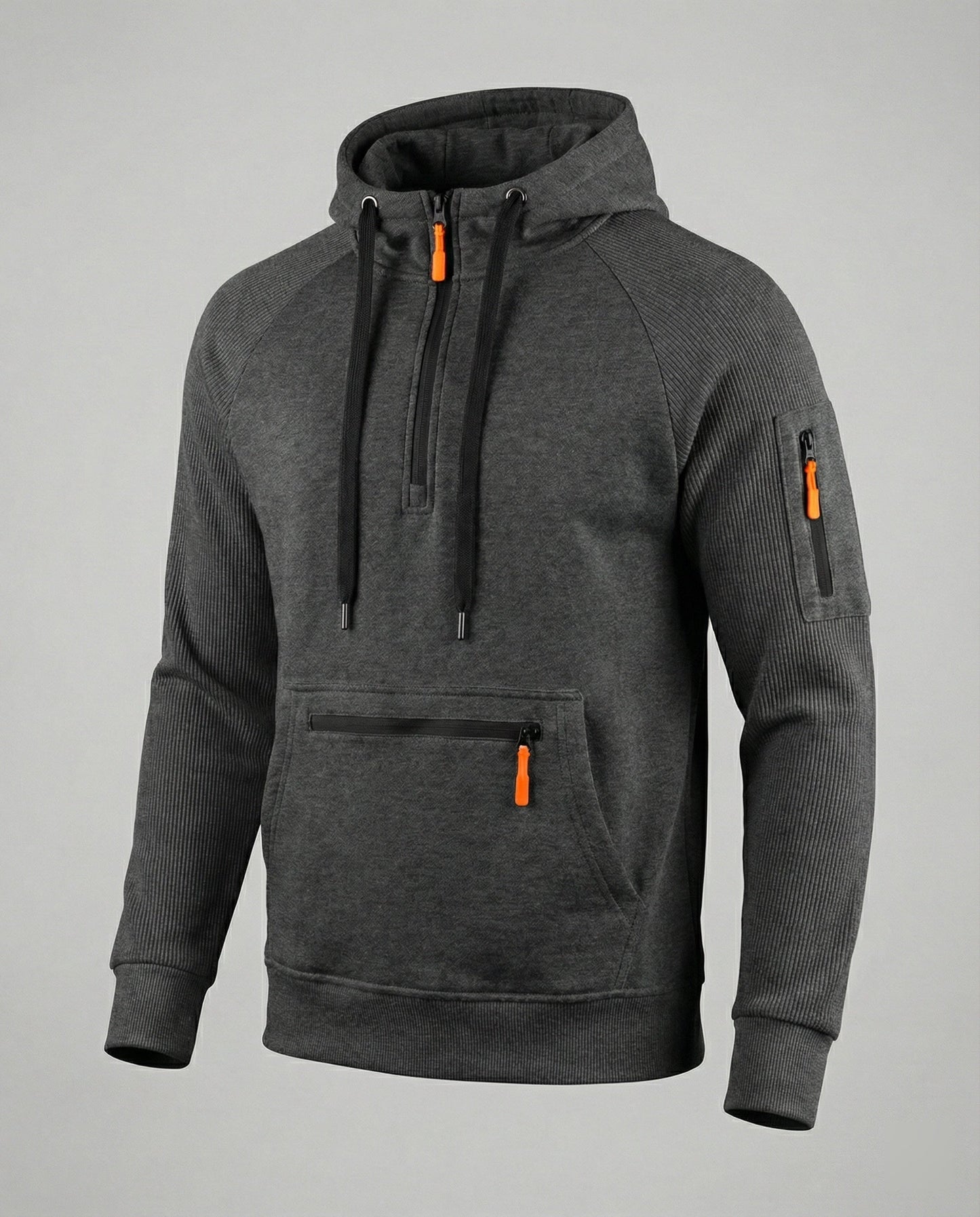 Herren Hoodie Sportlich Mit Reißverschluss Taschen
