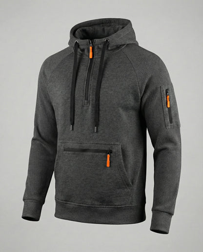 Herren Hoodie Sportlich Mit Reißverschluss Taschen