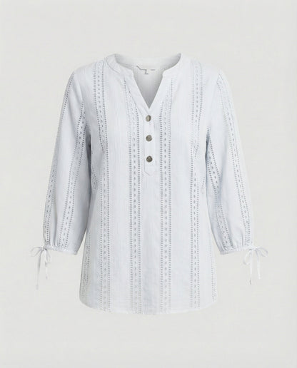 Damen Bluse Modern Spitze Knopfleiste Chic