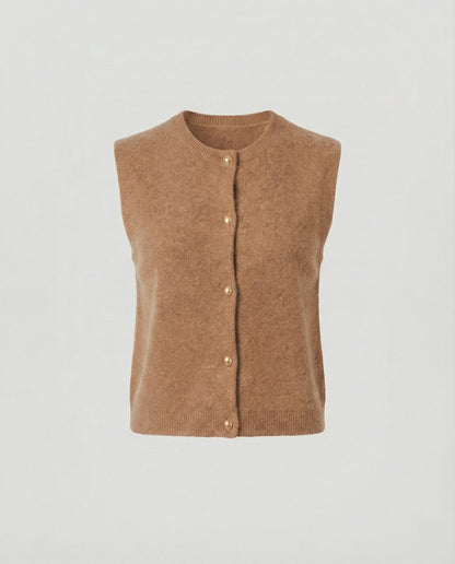 Damen Strickweste Elegante Knopfverschluss Modern