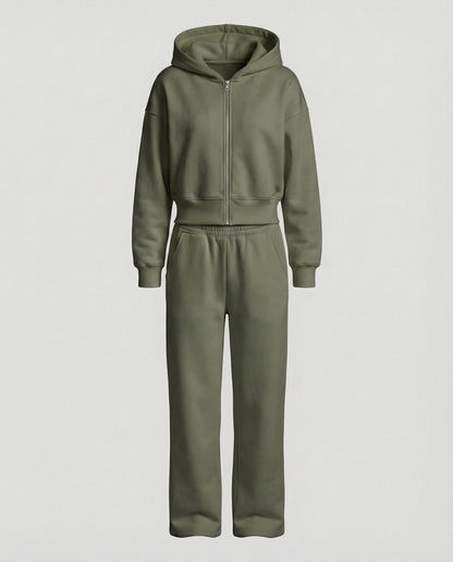 Damen Sweatanzug Reißverschluss Jogginganzug Bequem