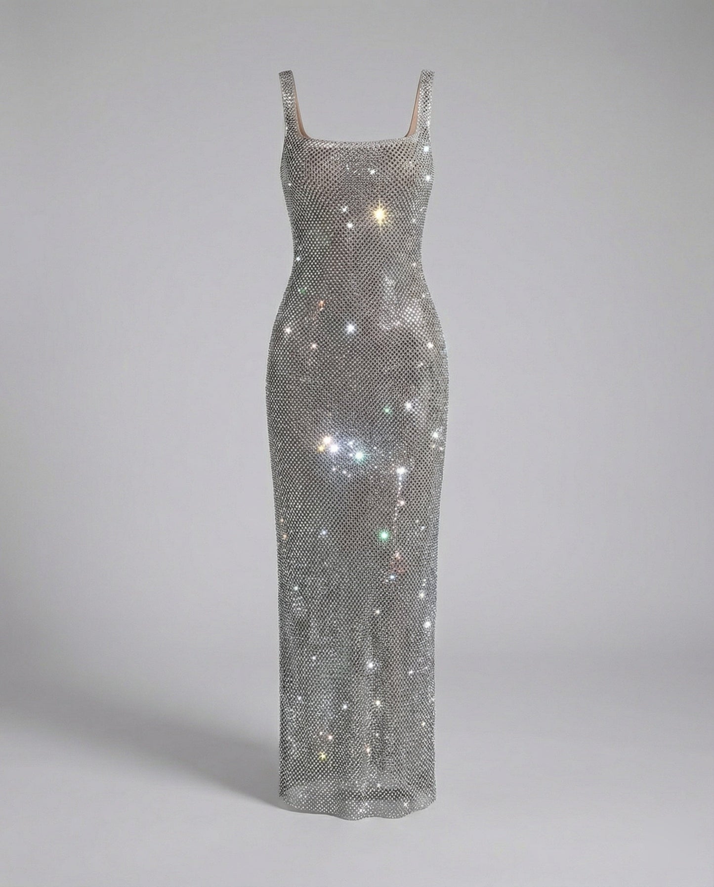 Funkelndes Abendkleid Damen Netzstoff Lang