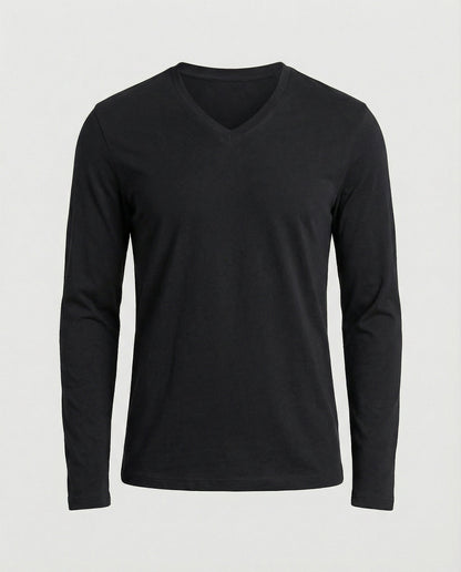 Herren Langarmshirt V-Ausschnitt Modern Trendy