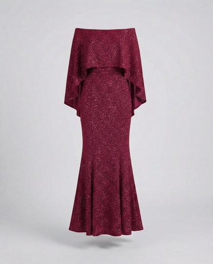 Elegantes Abendkleid Off-Shoulder Damenkleid Glitter