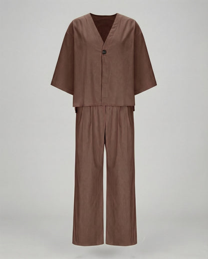 Damen Zweiteiler Oversized Bluse Set Modern