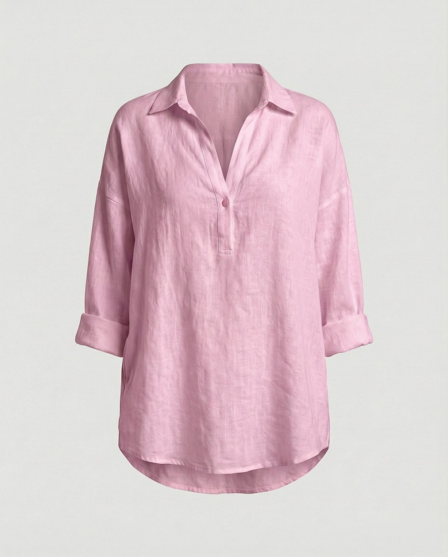 Damen Leinenbluse Elegante Knopfleiste Sommer