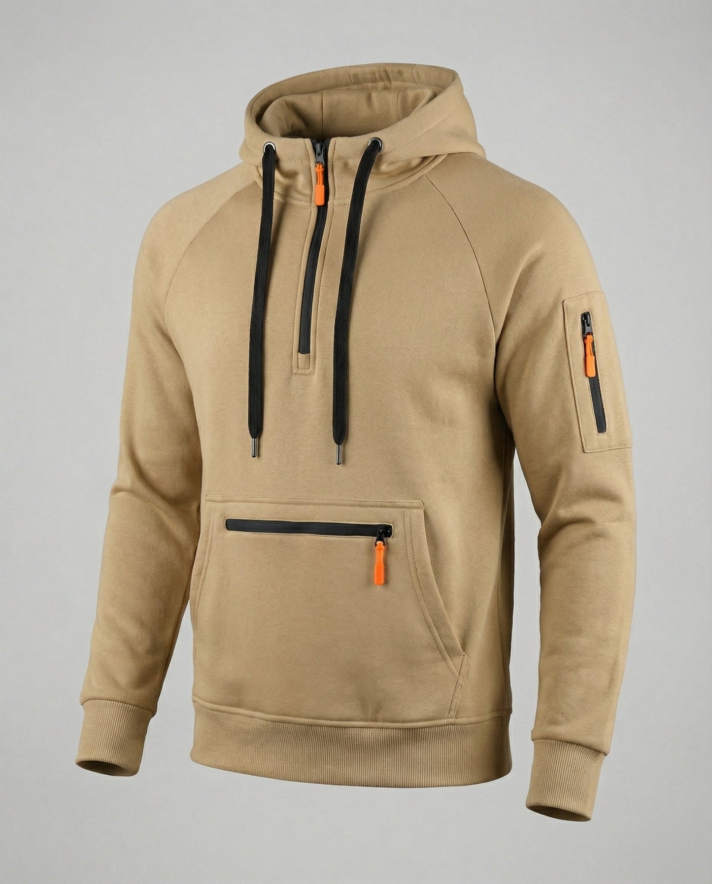 Herren Hoodie Sportlich Mit Reißverschluss Taschen