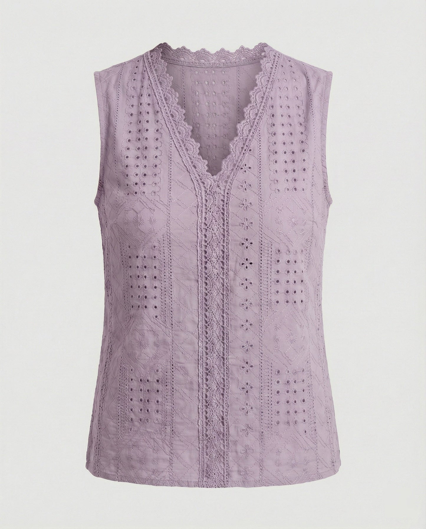 Damen Top Baumwolle Lochstickerei Elegant