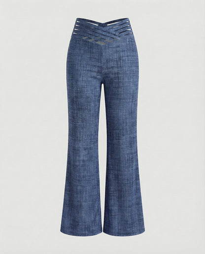 Damen Palazzo-Hose Weit Bequem Mit Cut-Outs Trendy