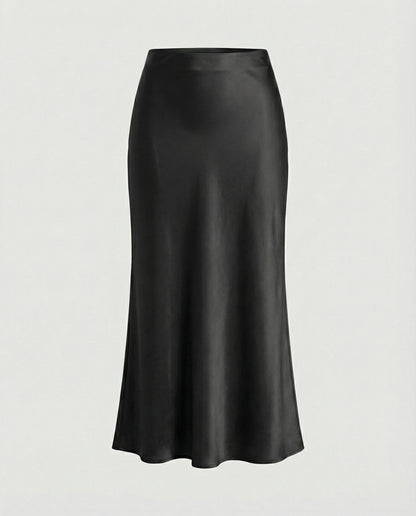 Damen Maxikleid aus Satin Glatt Elegant