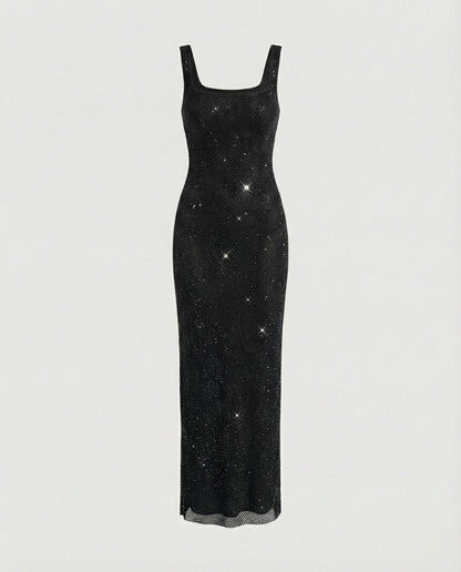 Funkelndes Abendkleid Damen Netzstoff Lang