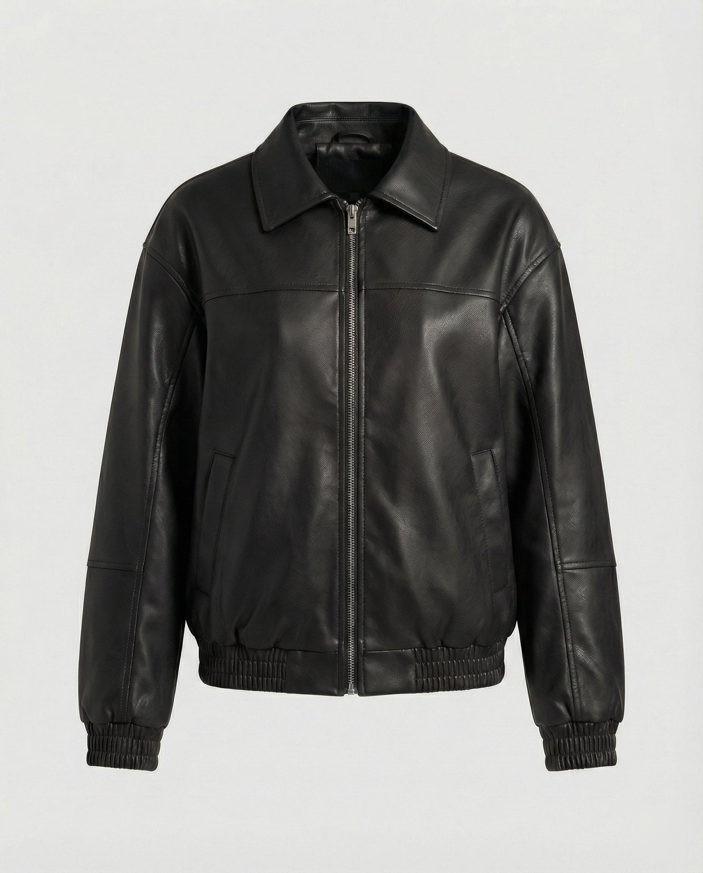 Lederjacke Damen Lässig Nieten Schwarz