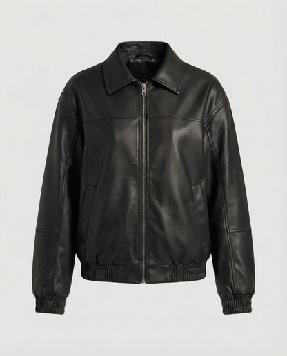 Lederjacke Damen Lässig Nieten Schwarz