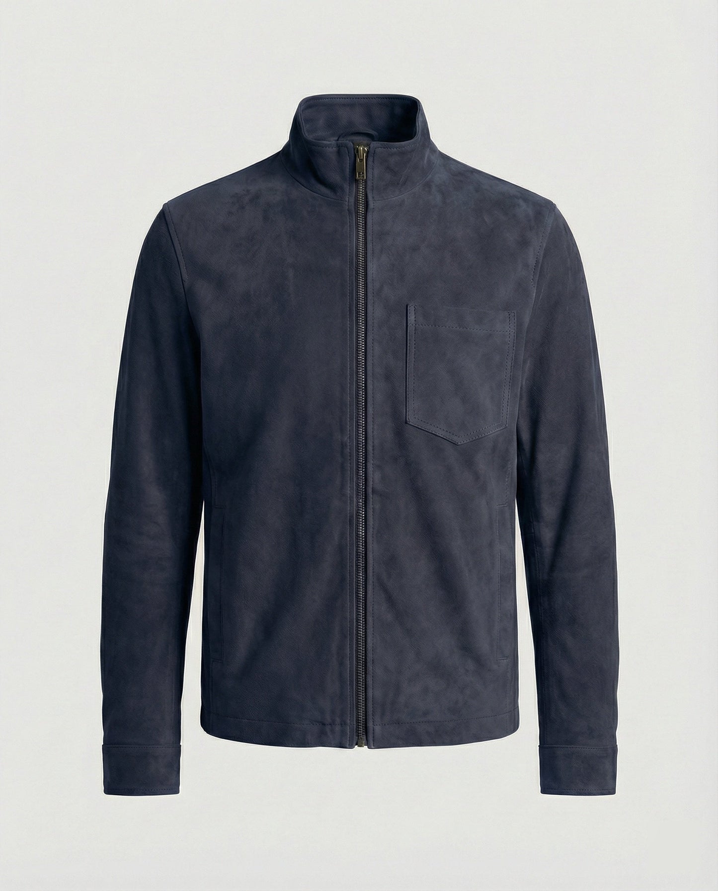 Herren Lederjacke Wildleder Stehkragen Elegant