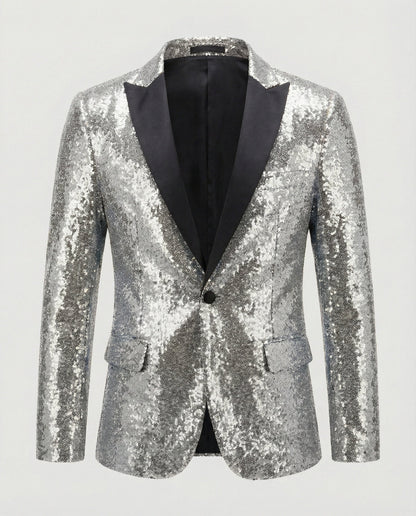 Eleganter Pailletten Blazer Herren Glitzer