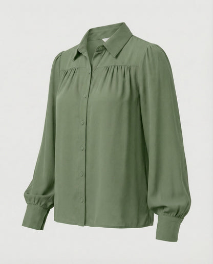 Elegante Damenbluse mit Volumenärmeln und Rüschen