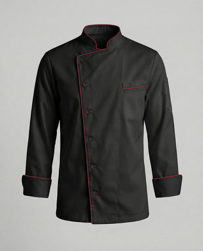Herren Kochjacke Modern Schwarz Weiss