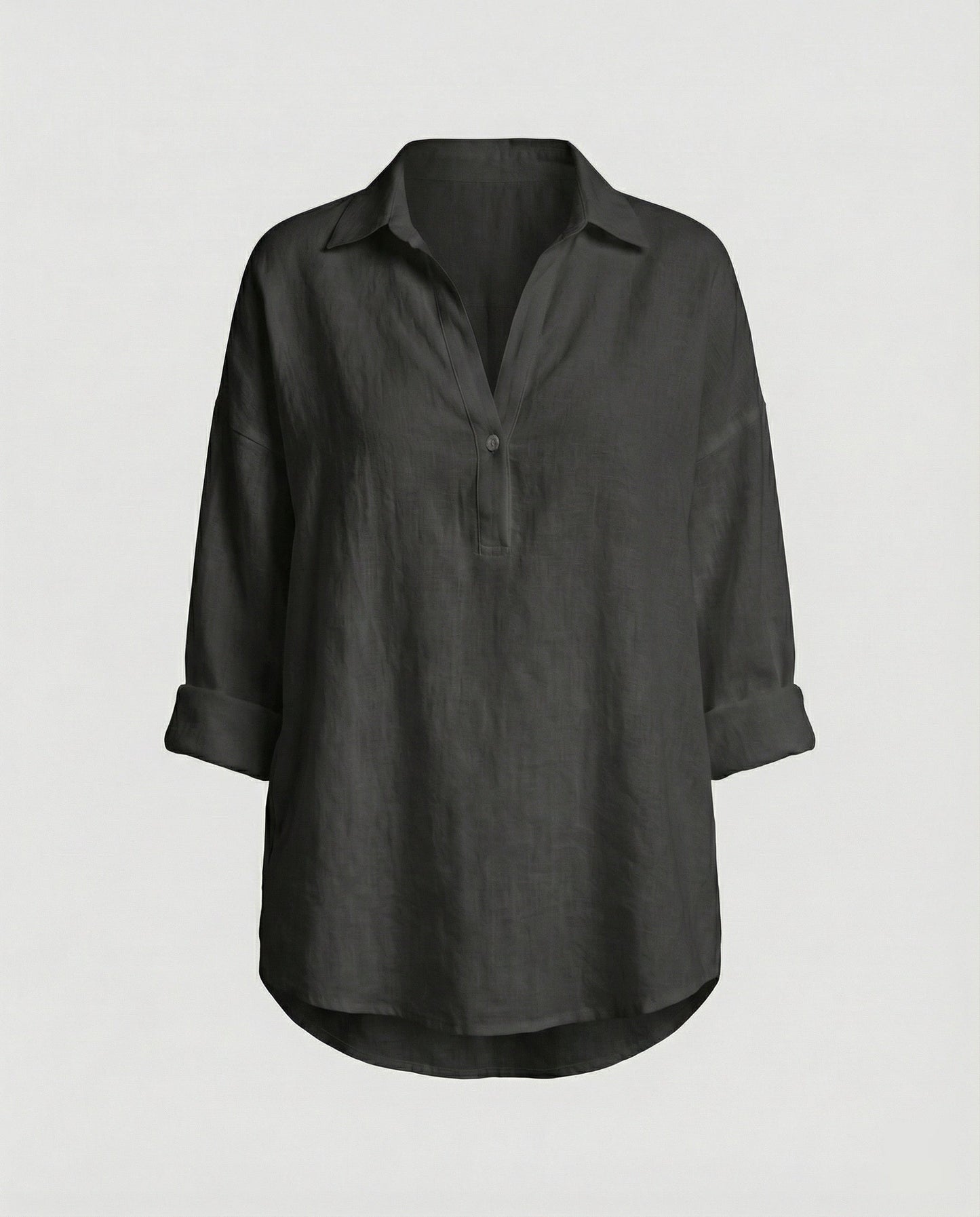 Damen Leinenbluse Elegante Knopfleiste Sommer